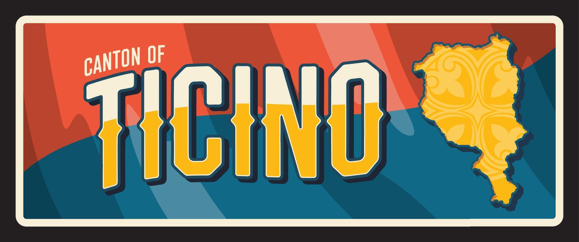 Canton of Ticino, Swiss territory travel plate vector