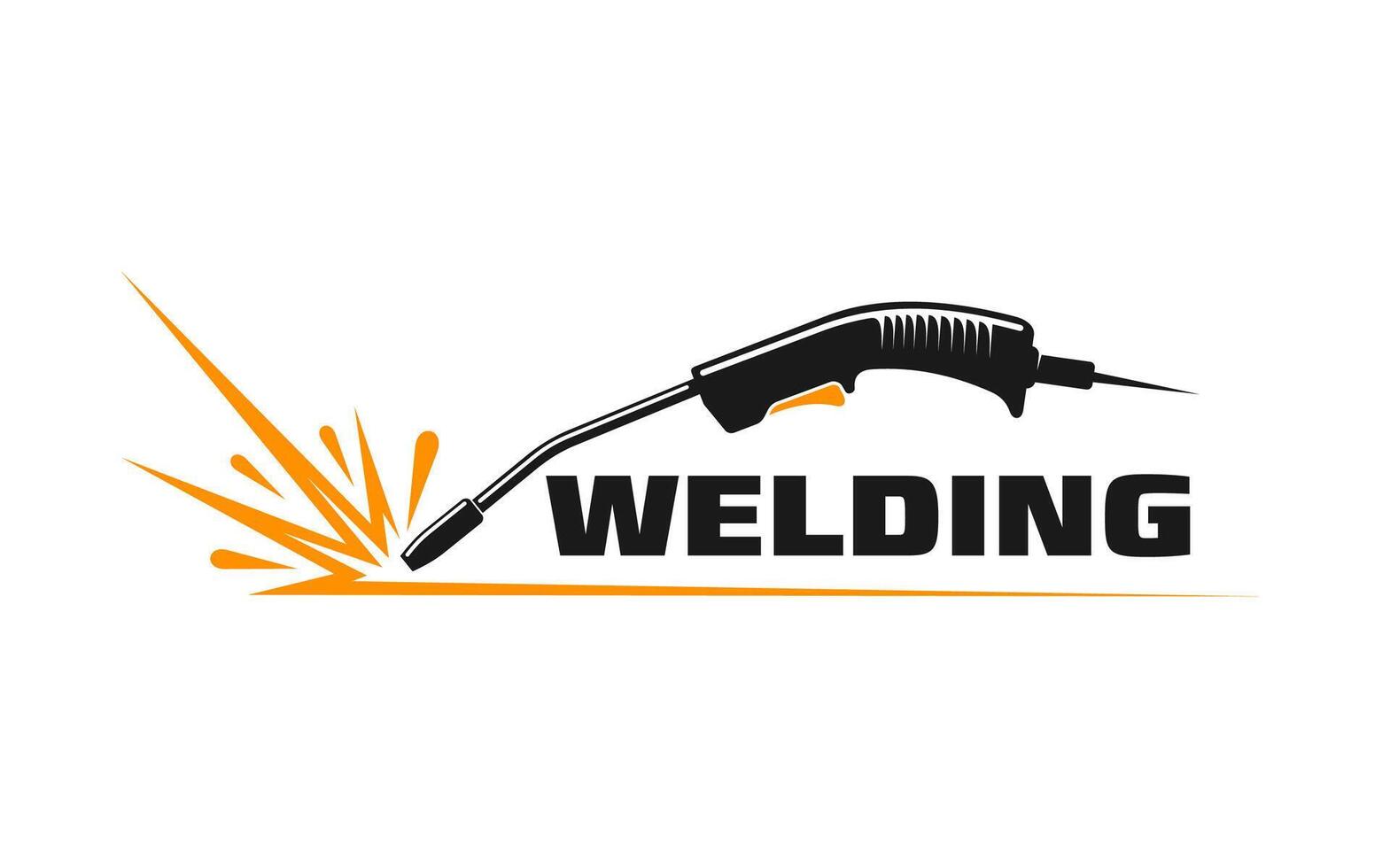 Weld icon, welder tool with sparks, emblem vector