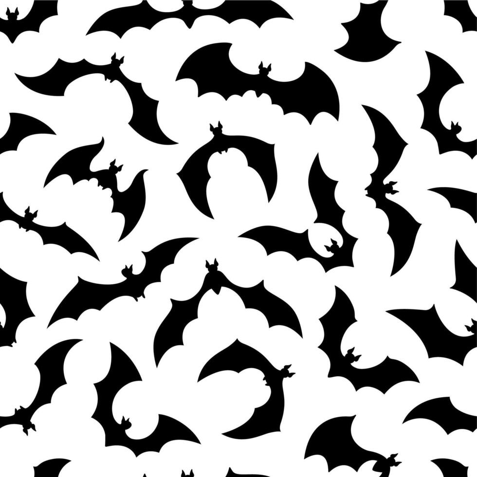 Halloween bats cloud silhouettes seamless pattern vector
