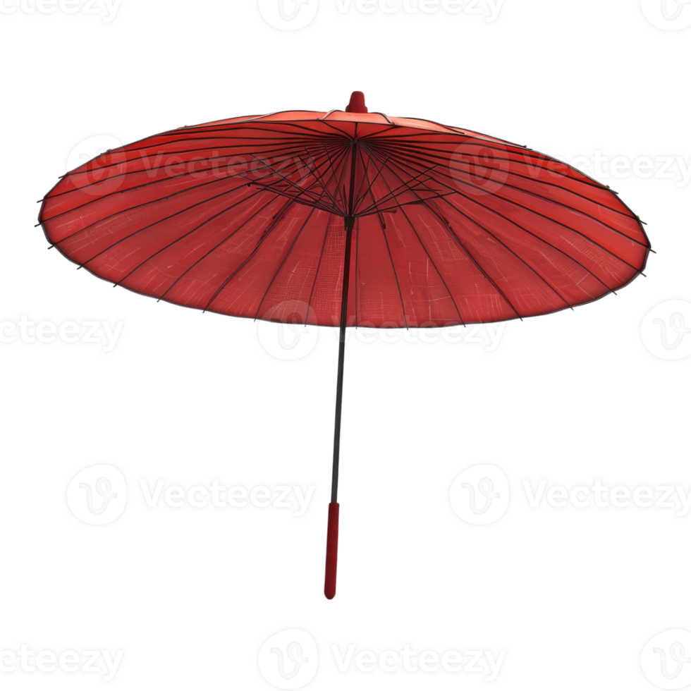Big garden umbrella in red color isolated on transparent background png