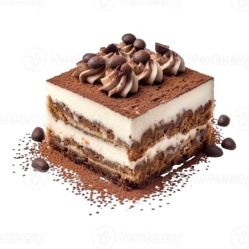 Tiramisu slice isolated on transparent background png
