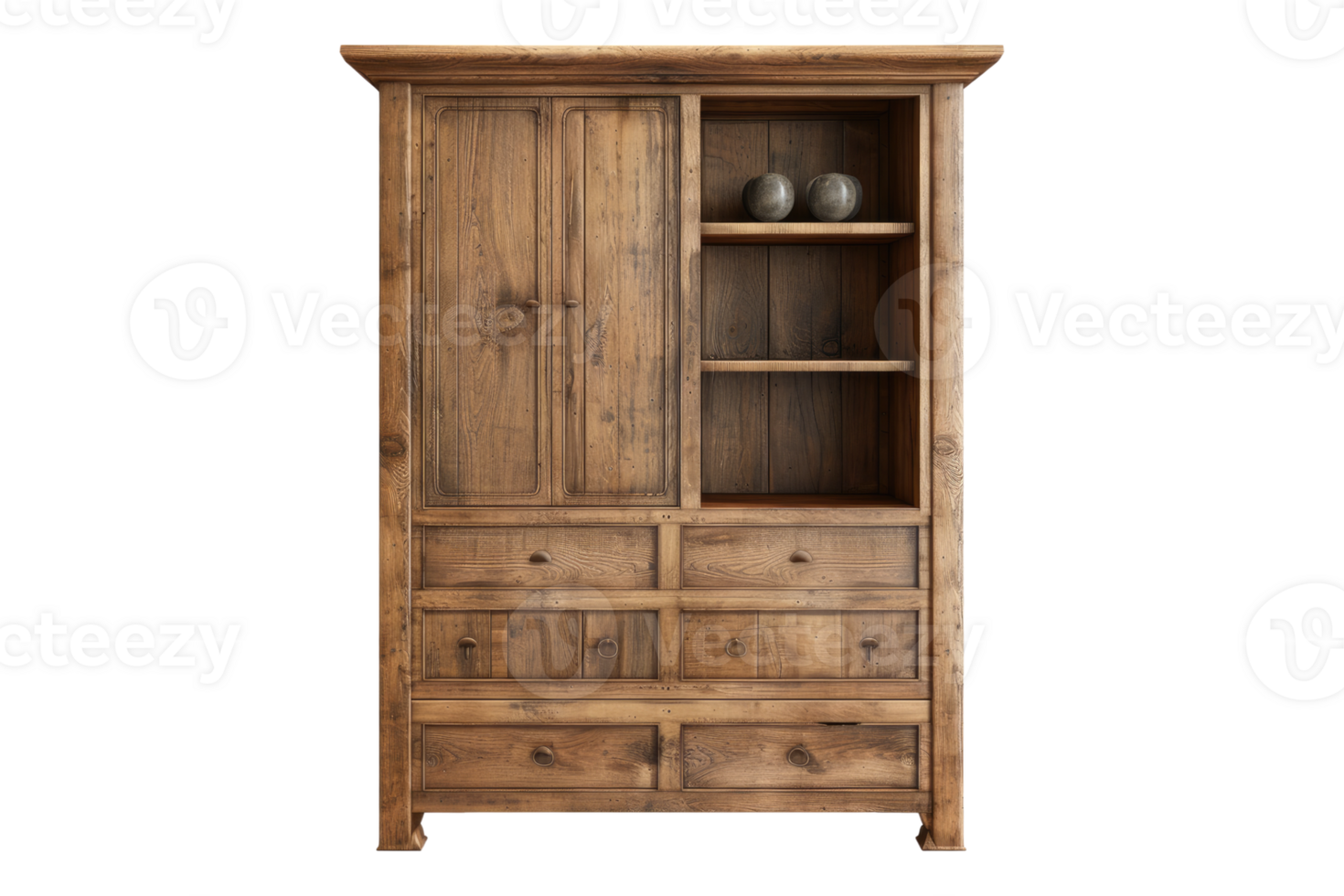 Modern wooden cabinet isolated on transparent background. png