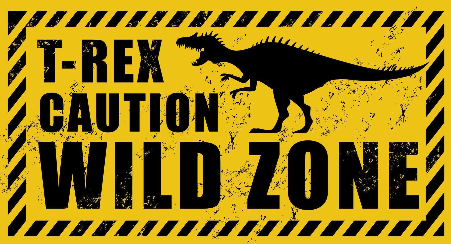 Grunge t-rex, tyrannosaurus dinosaur warning sign vector