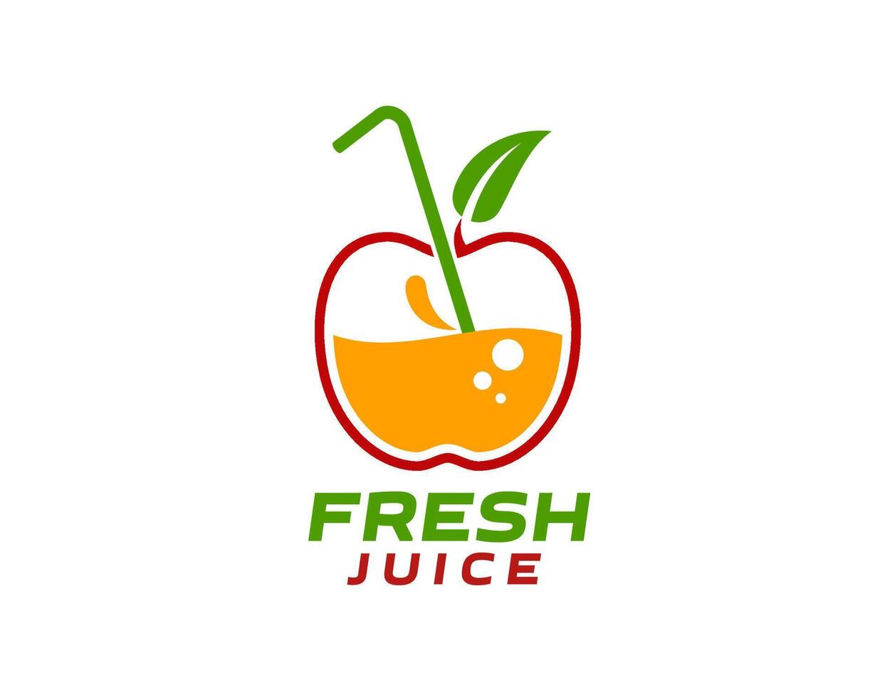 Fresh apple juice icon, fruit drink smoothie label vector