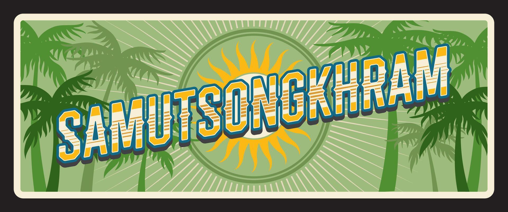 Samut Songkhram province Thailand travel plate vector