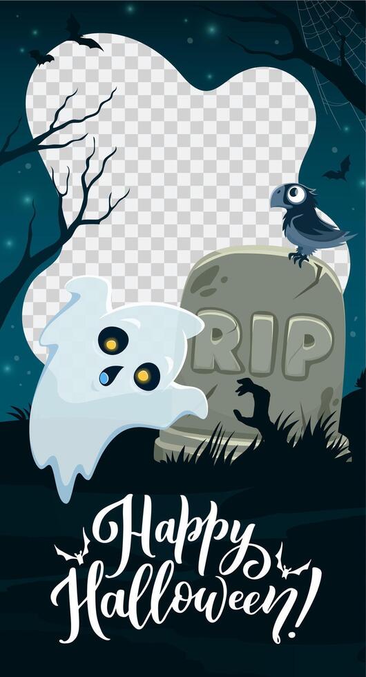 Halloween social media frame template with spook vector