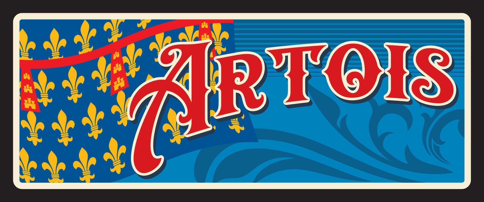 Artois region in France, old travel plate vector