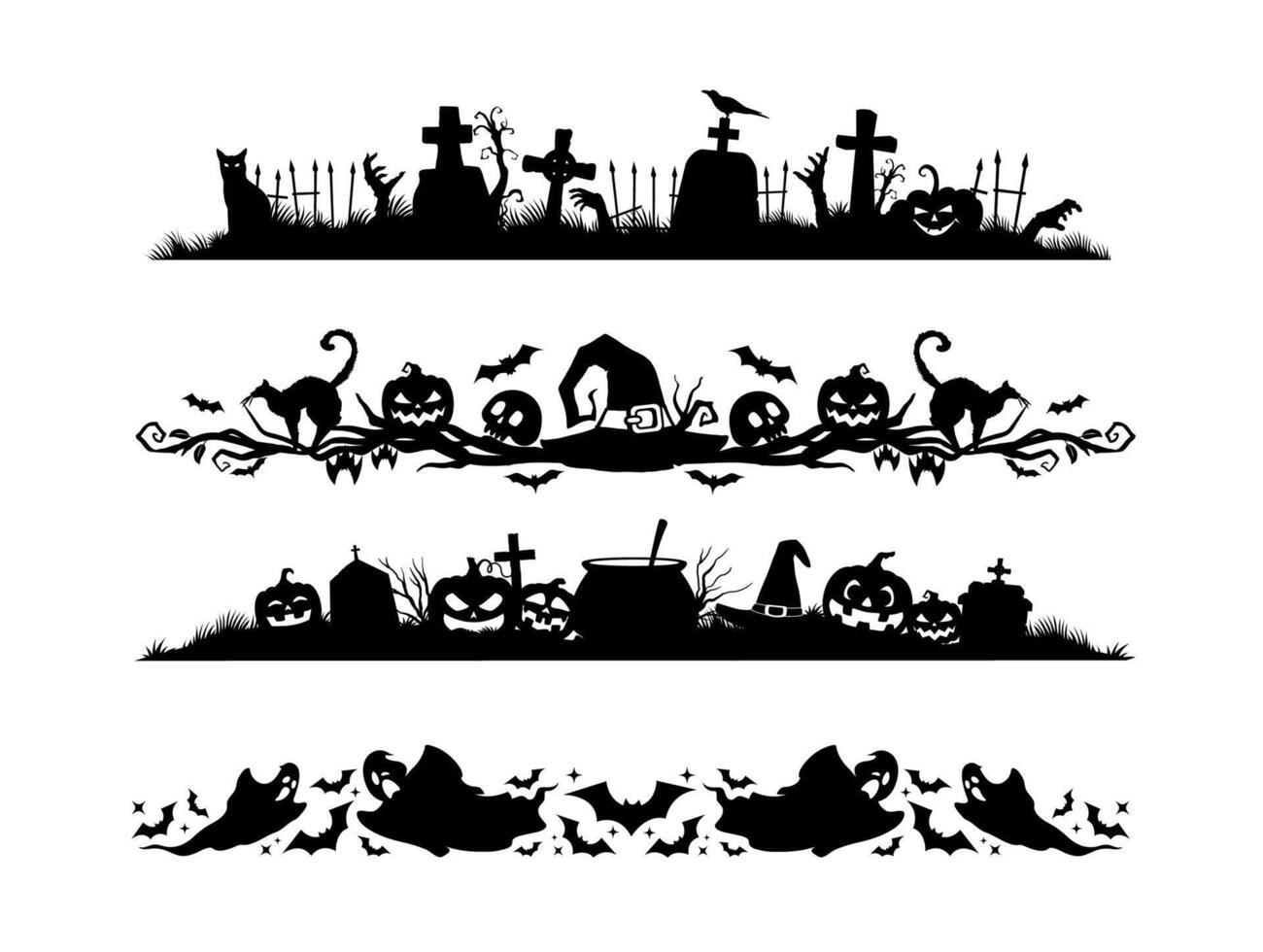 Halloween frame border and divider with cemetery vector