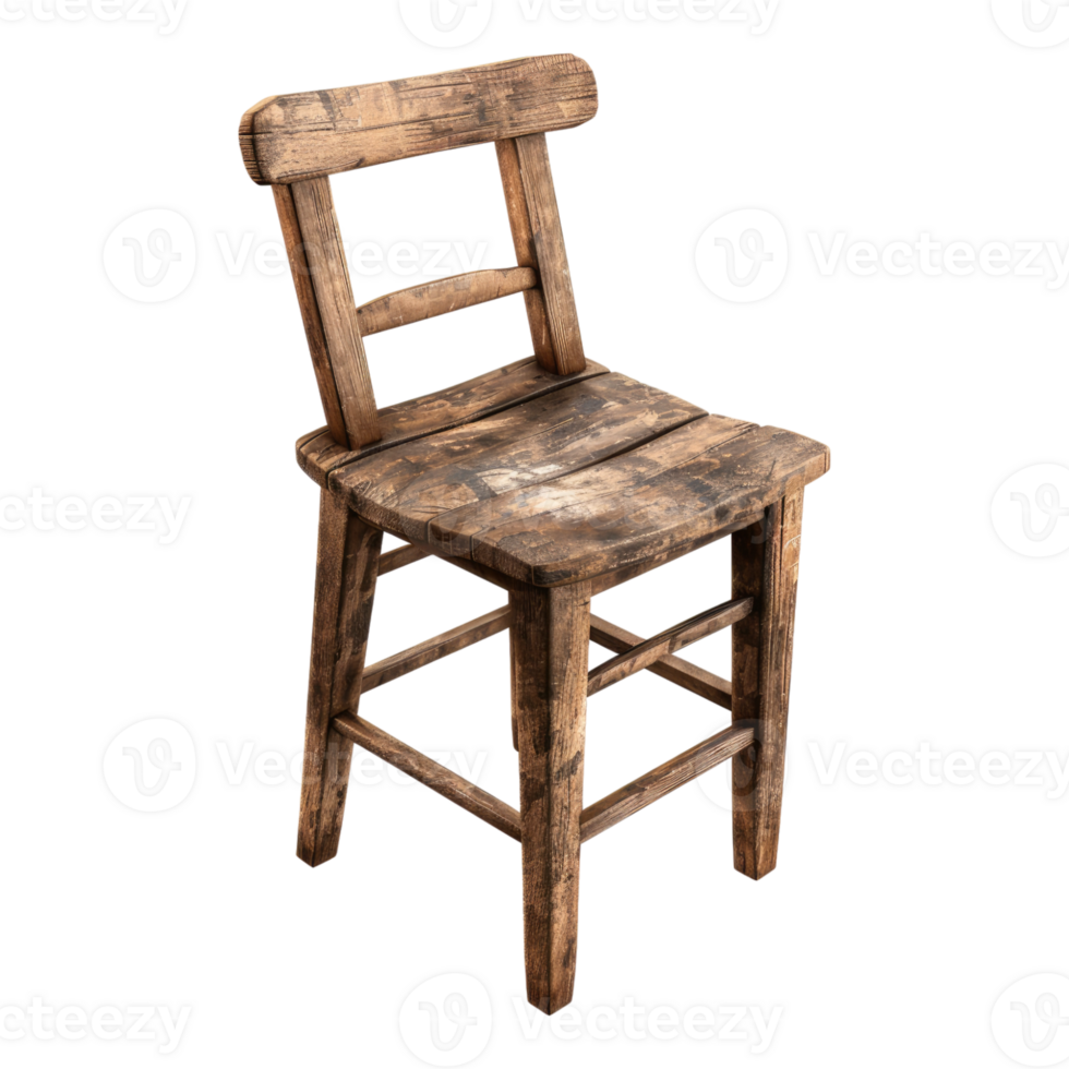 Old wooden chair isolated on transparent background png