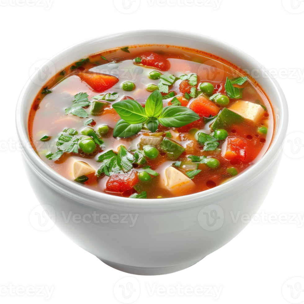 Minestrone soup isolated on transparent background png