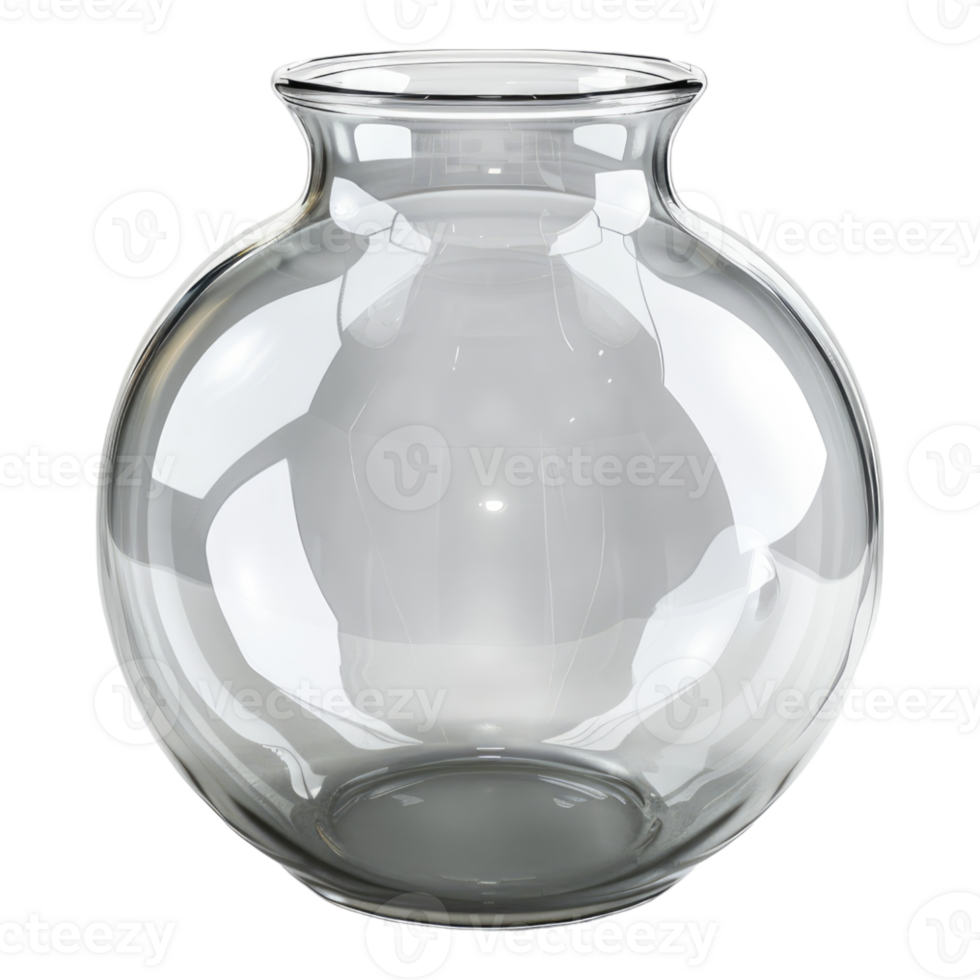 Round glass vase isolated on transparent background png
