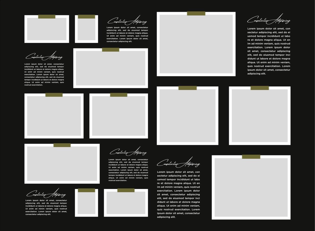 Collage digital photo wall template vector