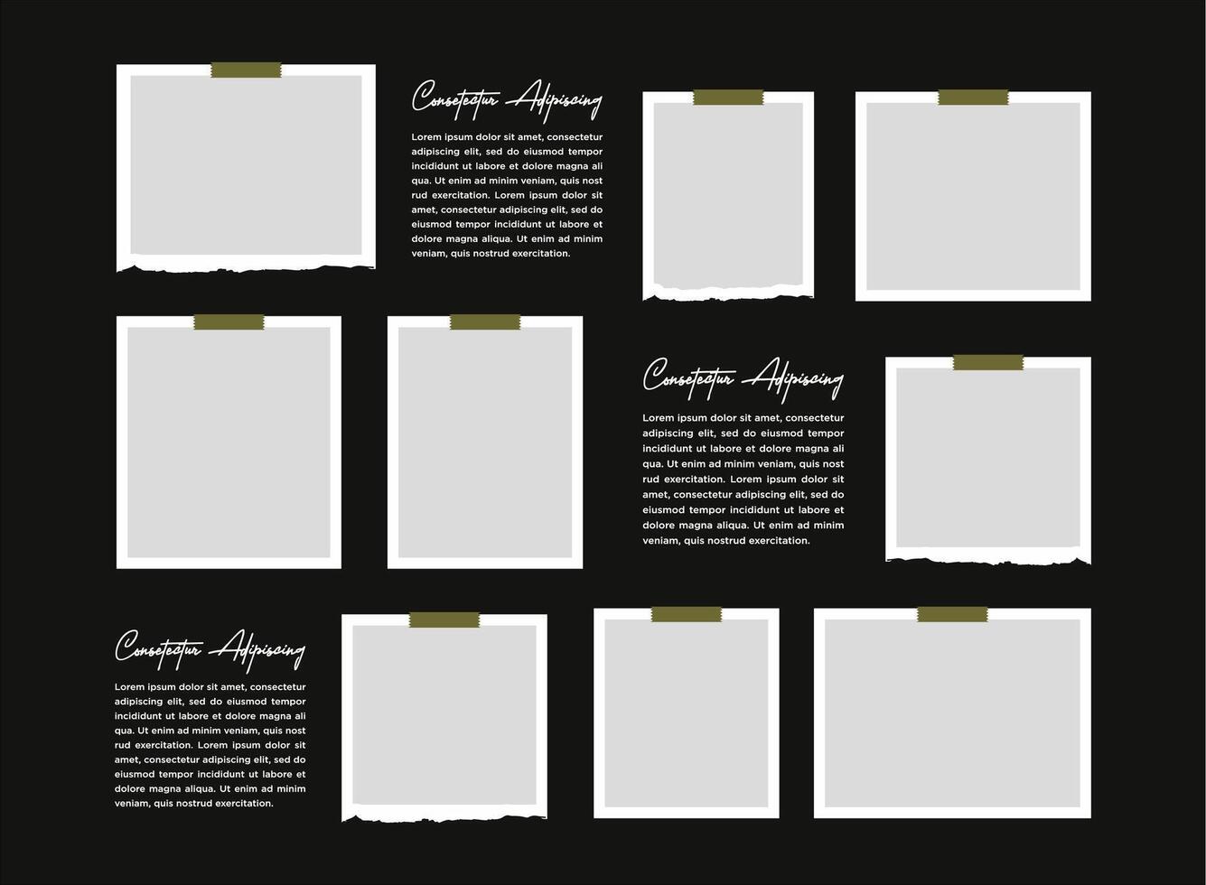 Photo frame collage with text design template vector
