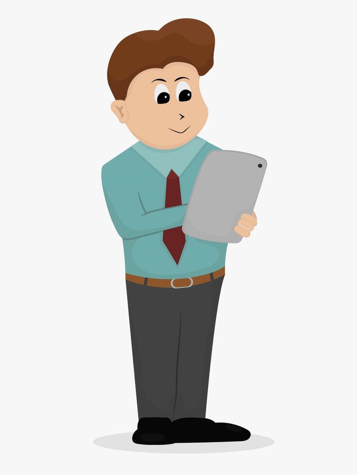 young business man holding a tablet vector