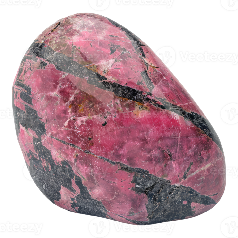 Rhodonite stone isolated on transparent background png