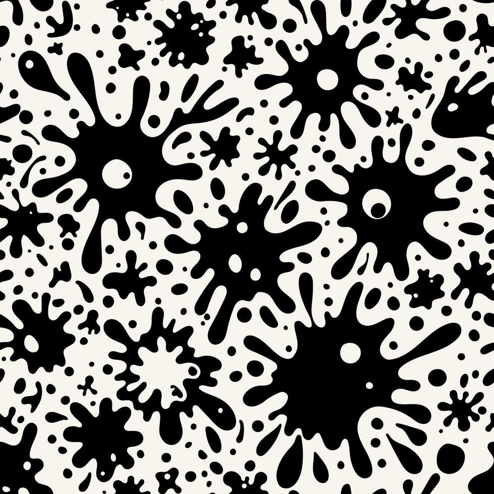 seamless pattern with abstract shapes. Blotch repeatable backdrop. Black and white design for textile, wrapping paper, notebook cover, wallpaper. vector