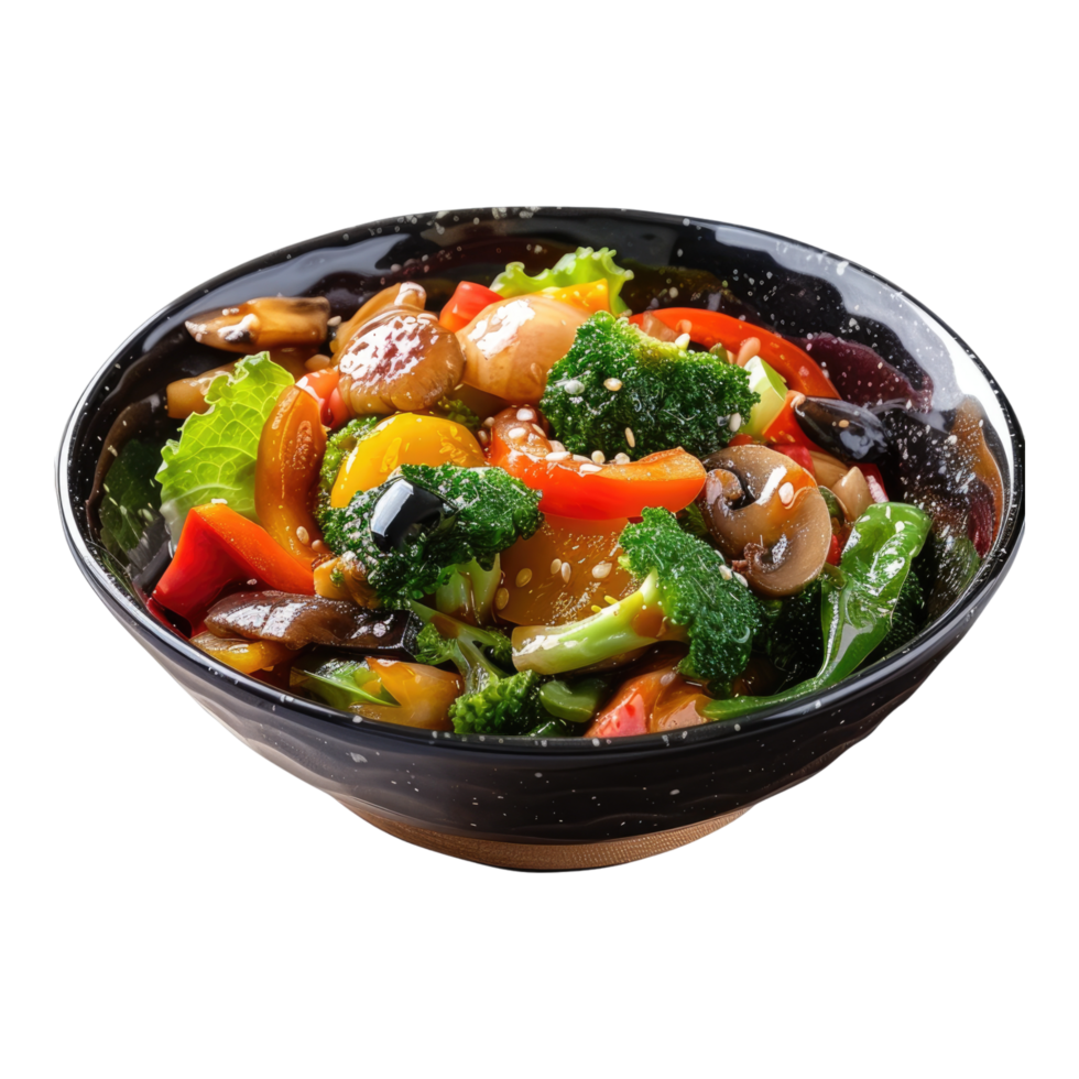 Vegan tempeh stir fry isolated on transparent background png