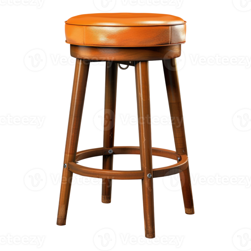 Classic wooden bar stool isolated on transparent background png