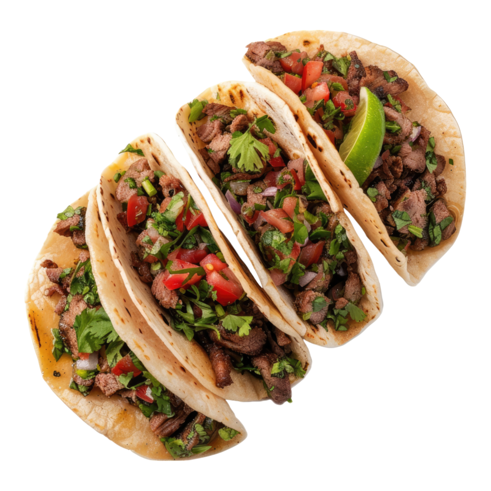 Tacos de carnitas isolated on transparent background png