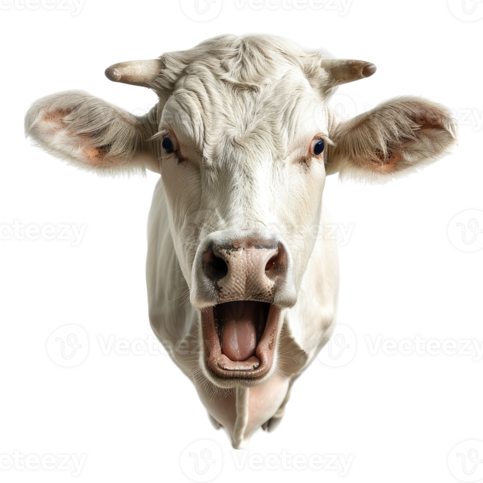 Shouting cow face sticker isolated on transparent background png