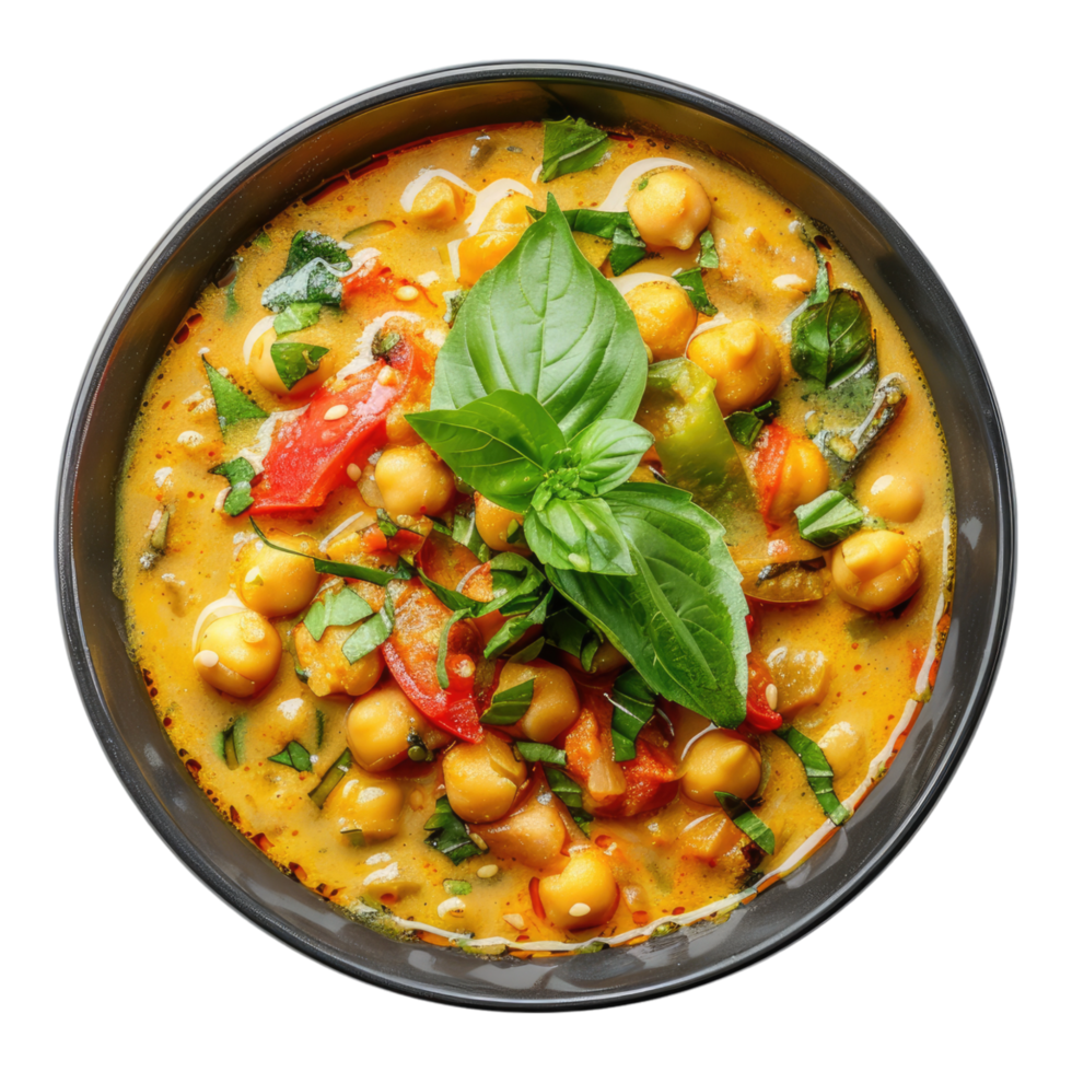 Vegan natural chickpea curry isolated on transparent background png