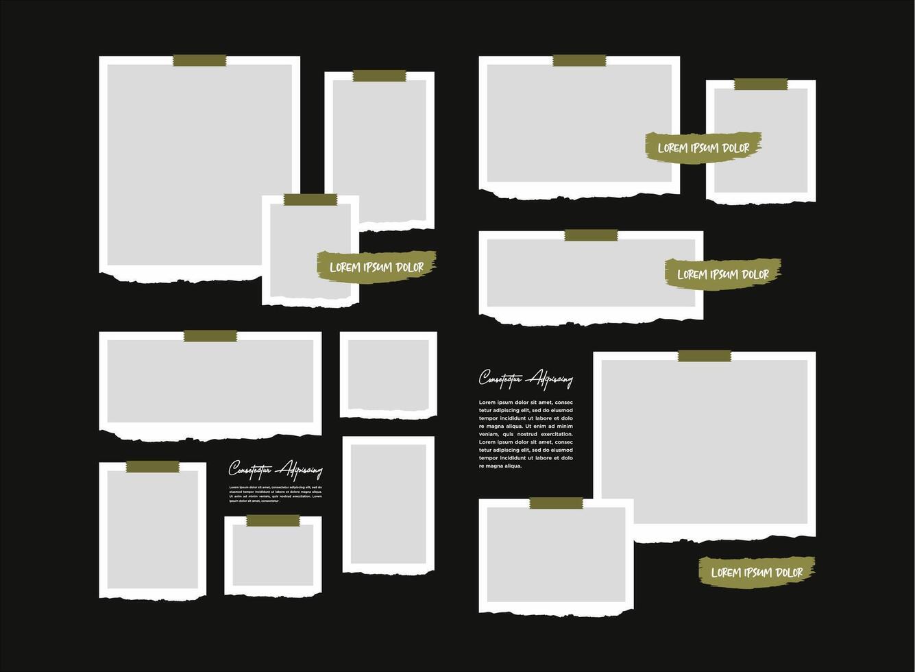 Stacked photo frames set with text space vector