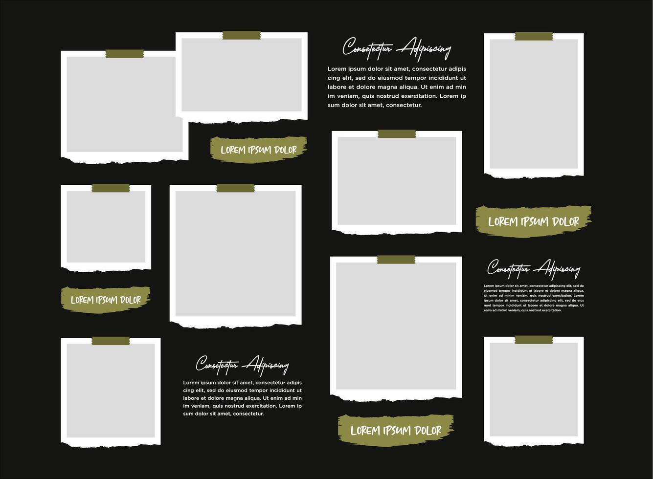 Pictures or photos frame template vector
