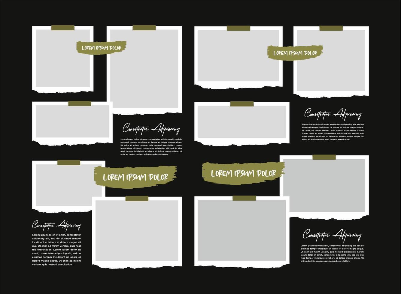 photo frames and digital photo wall template vector