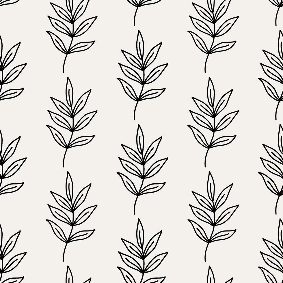 Minimalistic botanical seamless pattern. hand-drawn illustration in doodle style. Perfect for decorations, wallpaper, wrapping paper, fabric. Floral background. vector