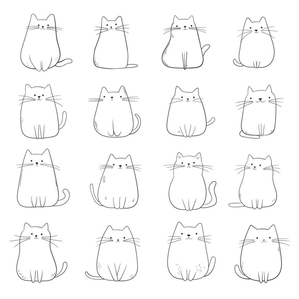 Cute cat set in kids style vector