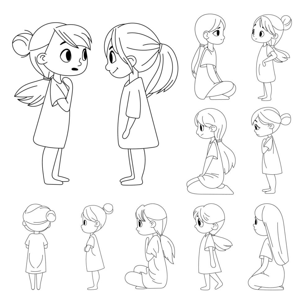 Cute little girl set in kids style vector