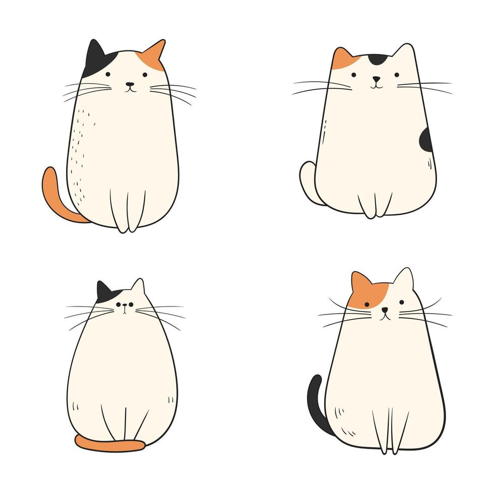 Cute cat set in kids style vector