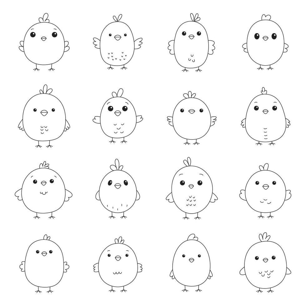 Cute chicken set in kids style vector