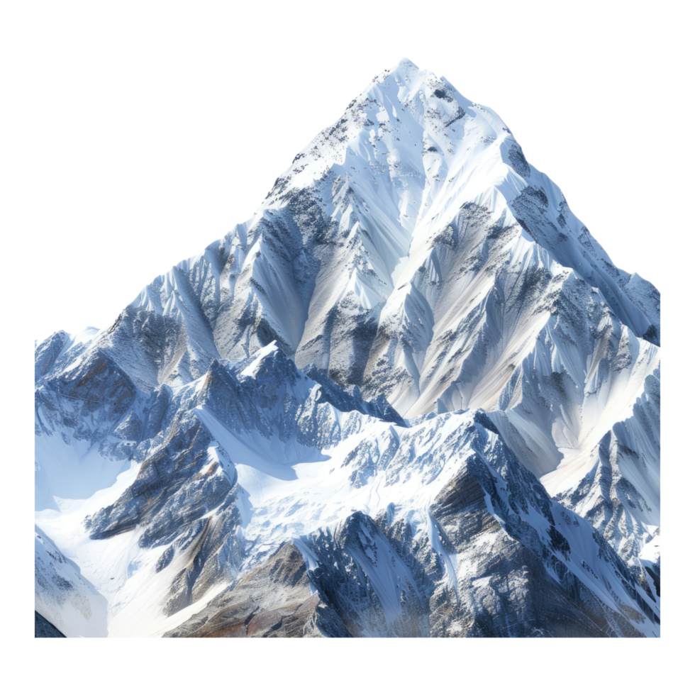 Majestic mountain peaks covered in snow isolated on transparent background png