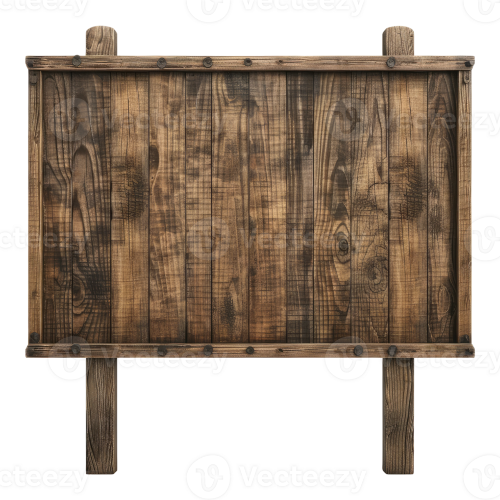 Wooden billboard isolated on transparent background png