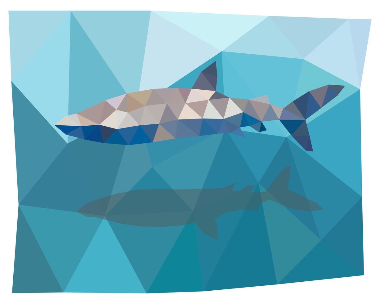 Shark triangulation. Polygonal silhouettes of animals. vector