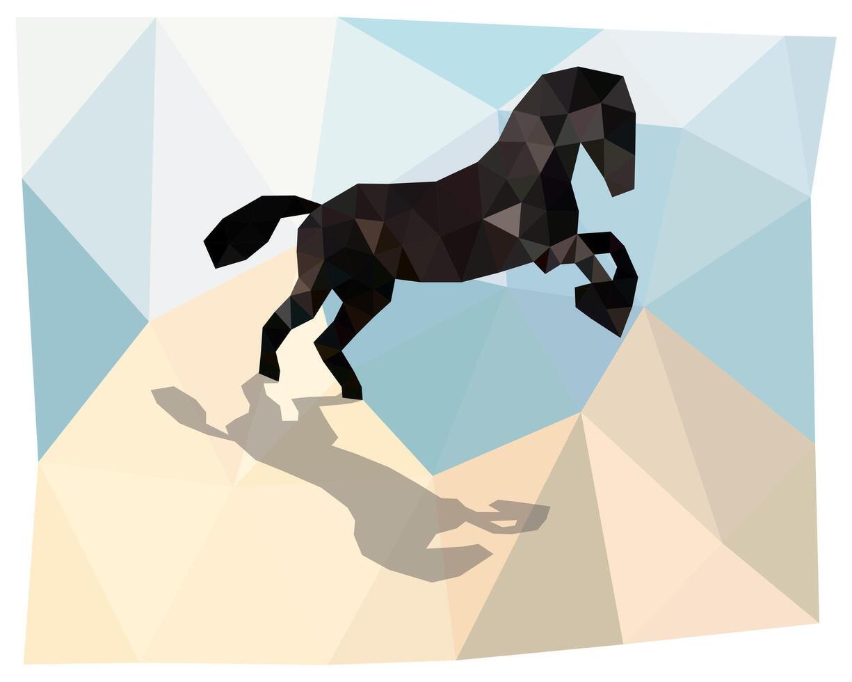 Triangulation of a horse. Polygonal silhouettes of animals. vector