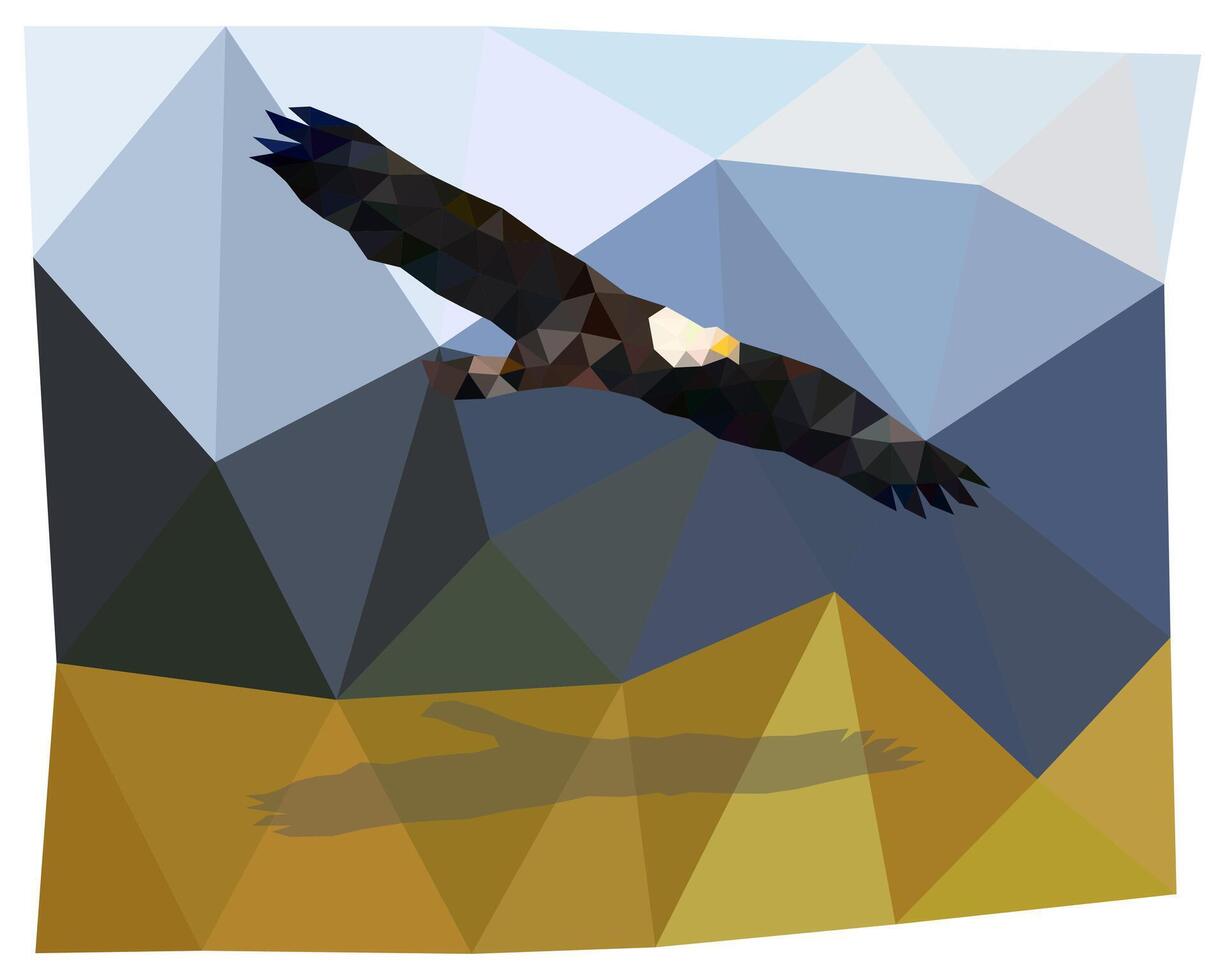 Eagle triangulation. Polygonal silhouettes of animals. vector