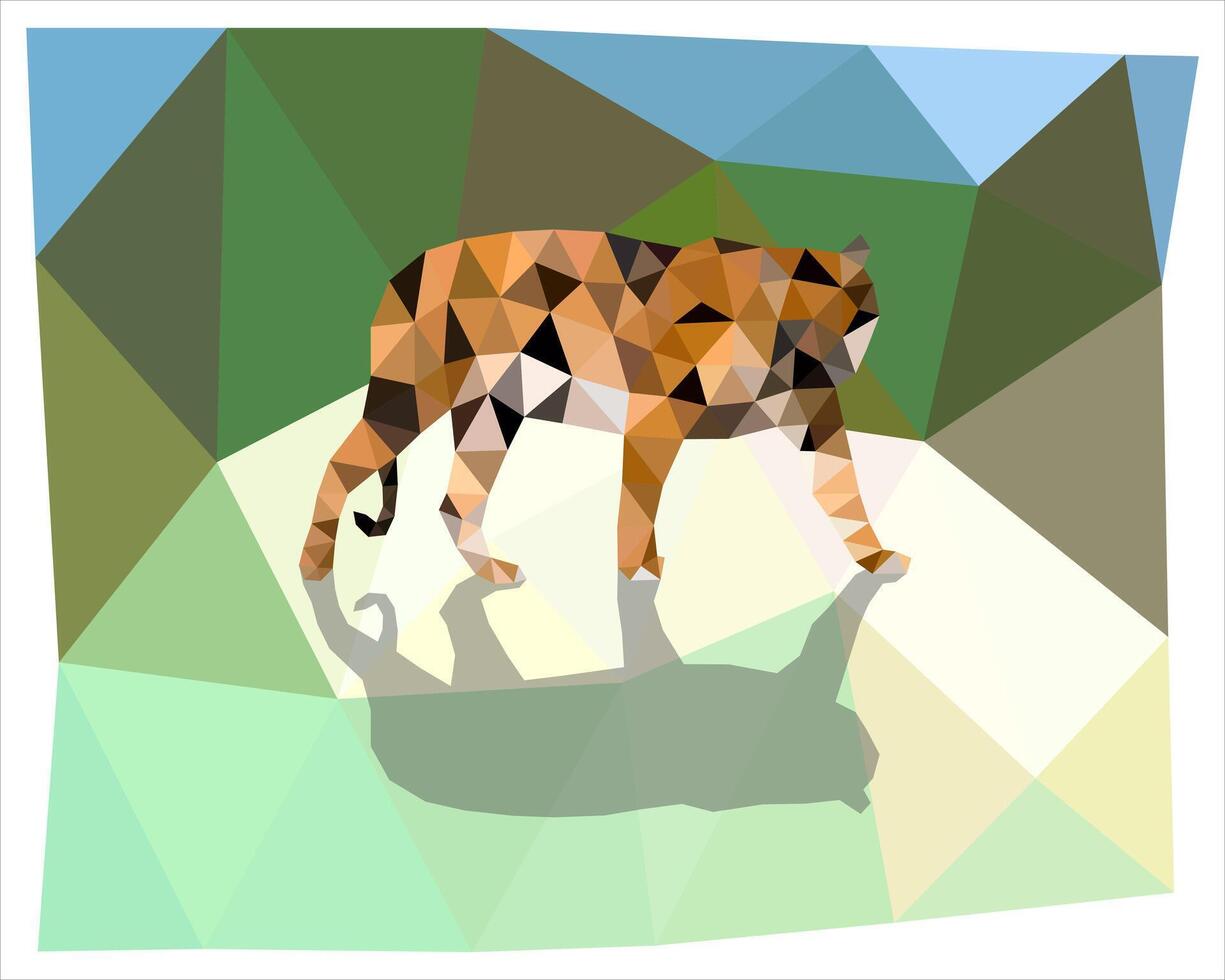 Tiger triangulation. Polygonal silhouettes of animals. vector