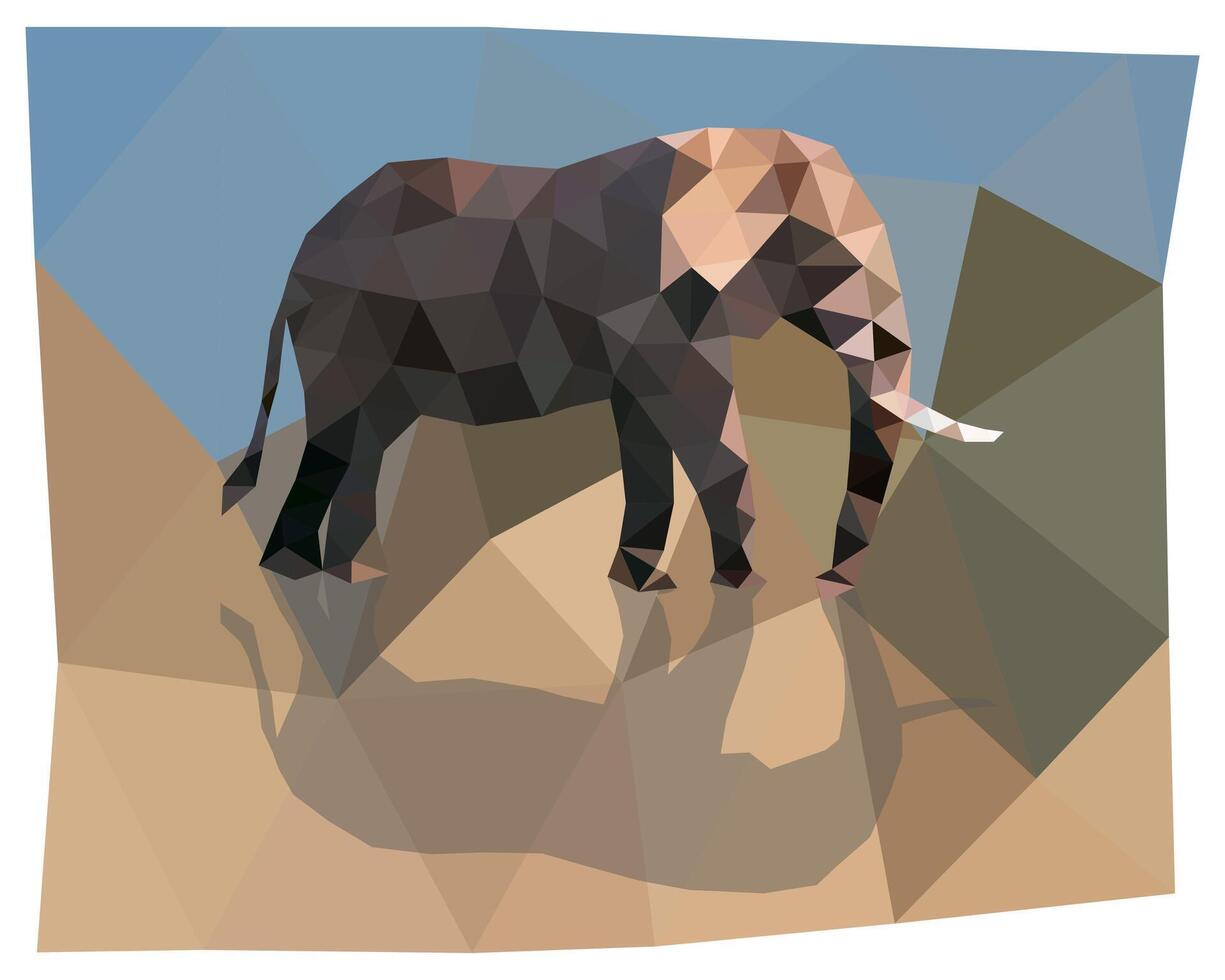 Elephant triangulation. Polygonal silhouettes of animals. vector