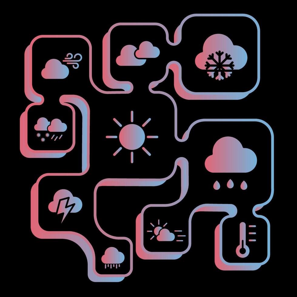 Weather forecast icons. Chromatic full weather icons. Weather symbol. Color illustrations. vector