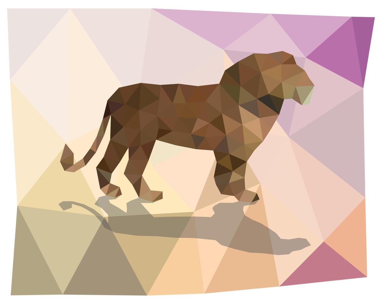 Lion triangulation. Polygonal silhouettes of animals. vector