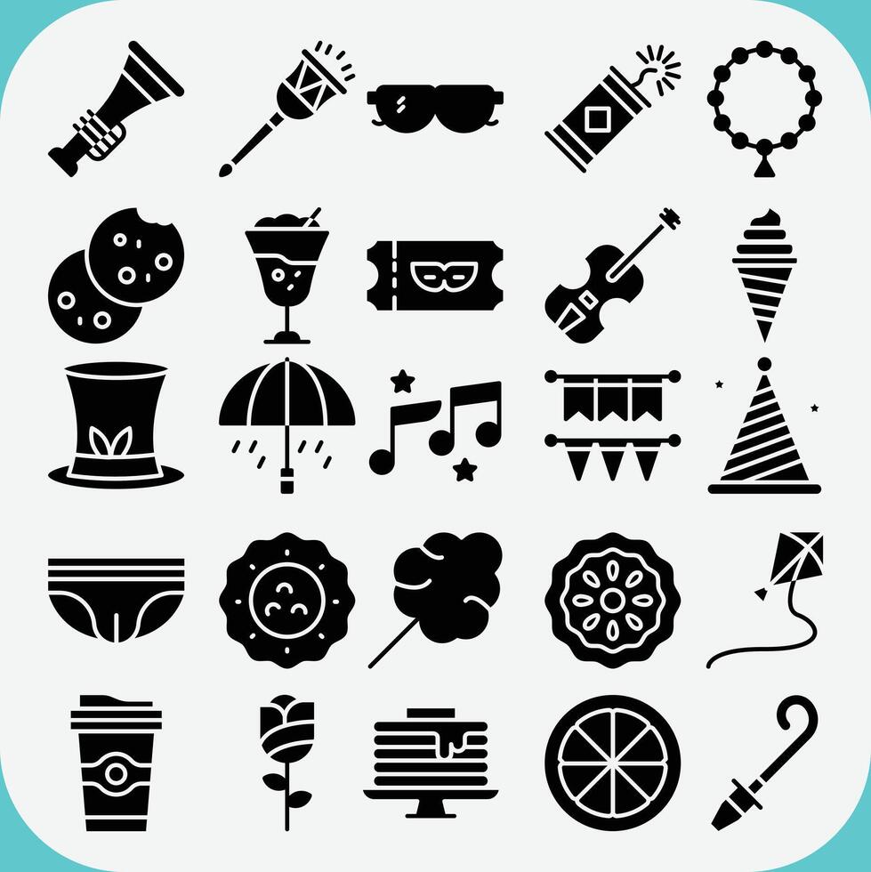 Mardi grass design icon pack vector