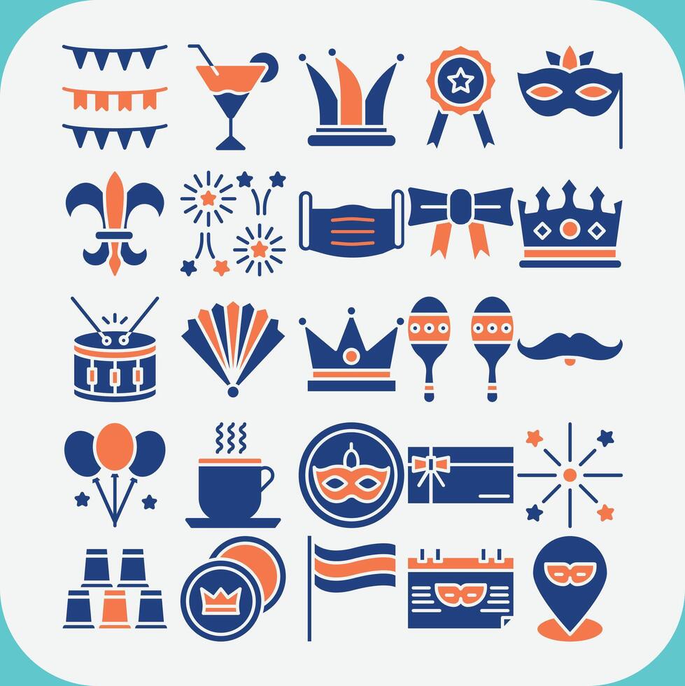 Mardi grass design icon pack vector