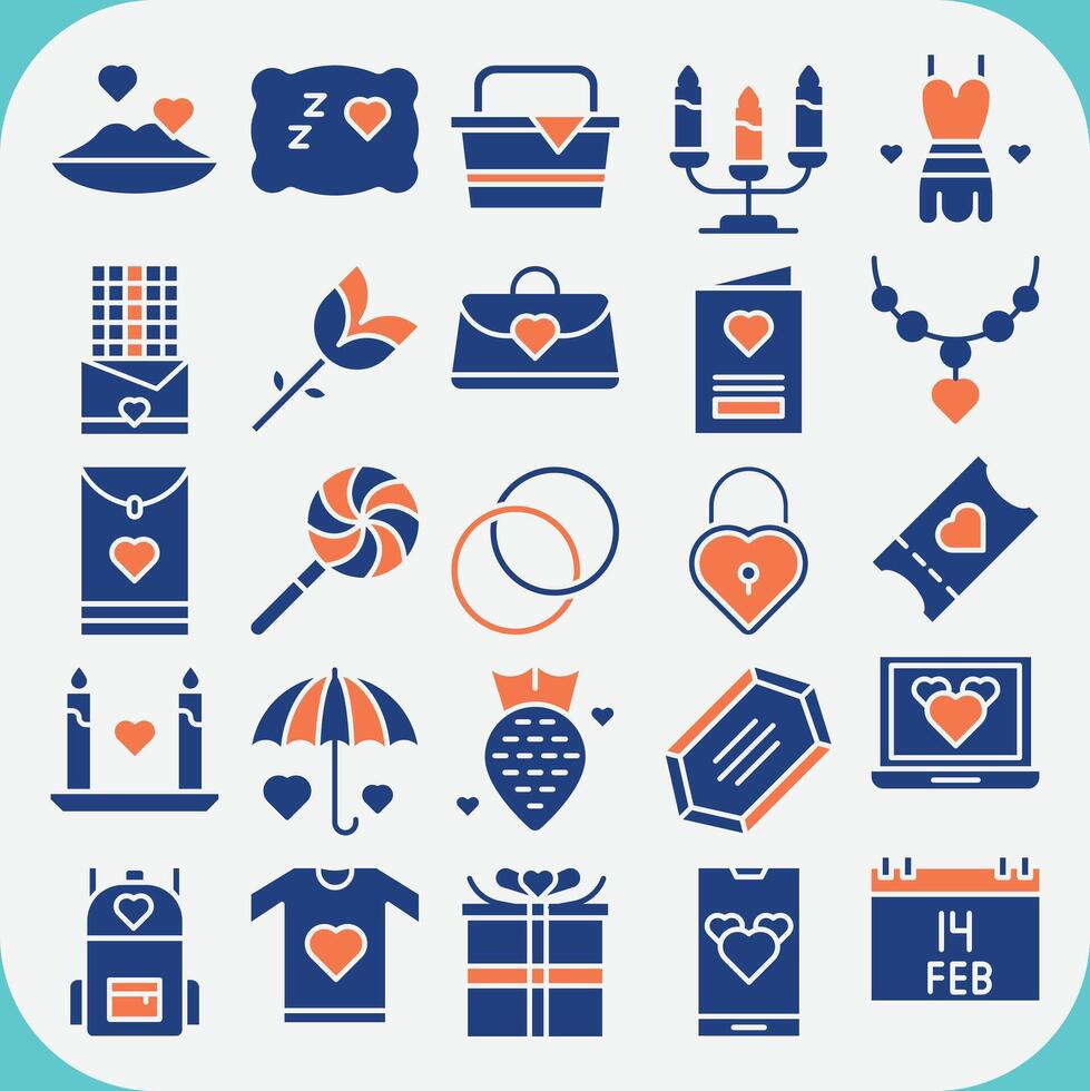 marketing design icon pack line filled red vector