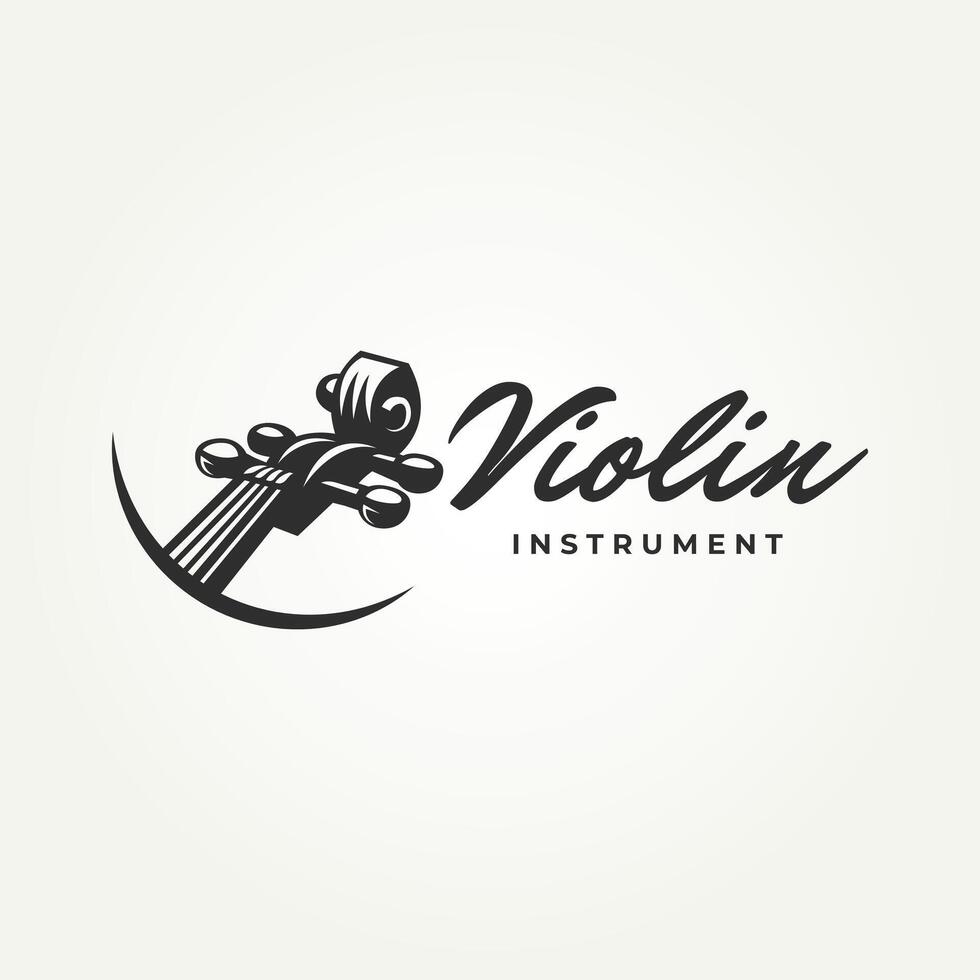 classic violin headstock neck of cello icon logo illustration design. vintage musical instrument logo concept vector