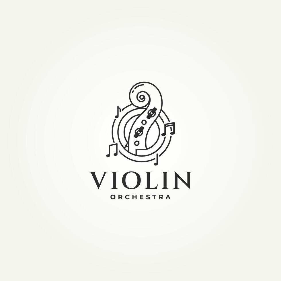 minimalist violin headstock with a tone line art icon logo illustration design. simple modern musical instrument logo concept vector