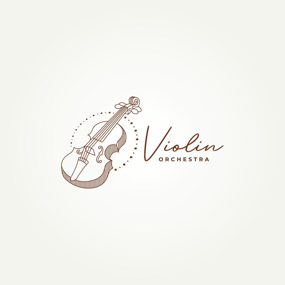 minimalist violin viola orchestra line art icon logo illustration design. simple modern musical instrument logo concept vector