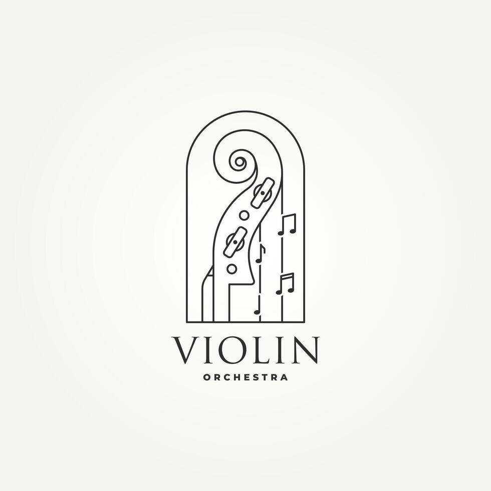 minimalist violin neck of cello with a tone line art icon logo illustration design. simple modern musical instrument logo concept vector