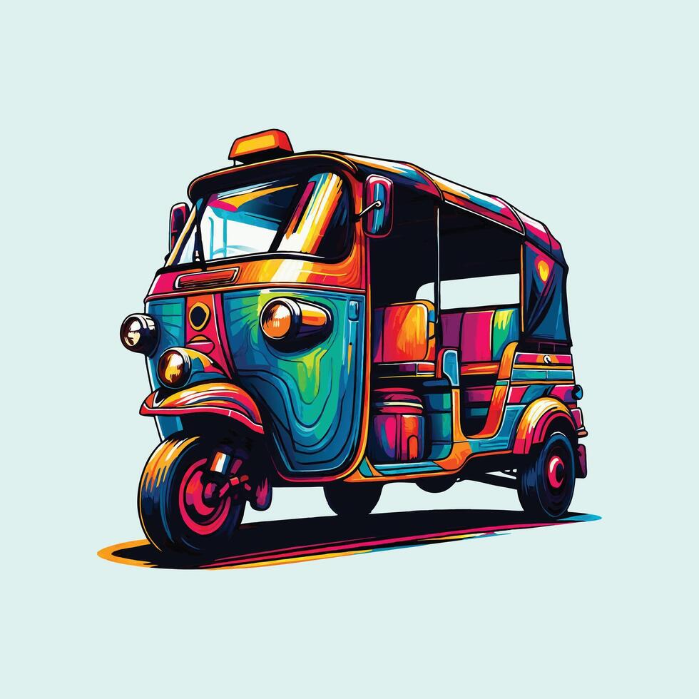 Colorful Auto Rickshaw Thailand Vehicle Public Transport vector